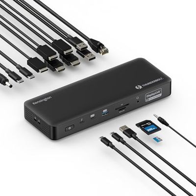 Kensington SD5920T EQ Thunderbolt 4 Quad 4K Hybrid Dock con tecnologia DisplayLink, lettori di schede SD e Micro SD, ricarica da 100 W, porte Ethernet e USB-A e USB-C 3.2 (K35234EU)