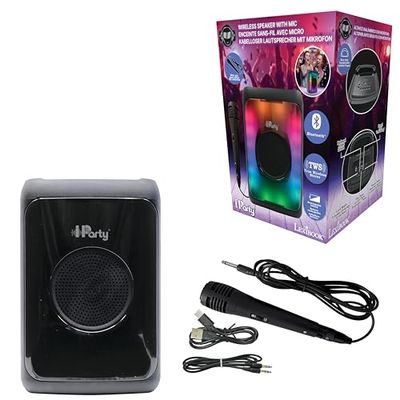 Lexibook, iParty®, Enceinte Bluetooth® Portable avec Micro, Puissant Volume sonore, Effets Lumineux Multicolores, Batterie Rechargeable, K8320