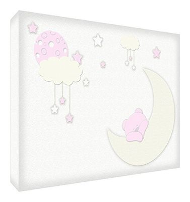 Feel Good Art BEARMOON128-13ES Tableau sur toile Motif ours dormant Rose pâle 30 x 20 cm