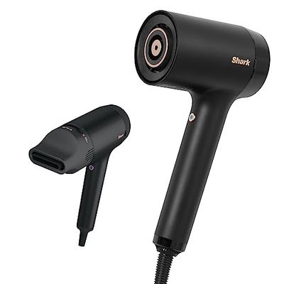 Shark STYLE iQ Secador de pelo y moldeador, 1600 W, secado rápido sin dañar el cabello, iónico, concentrador y guía de peinados, en negro, HD102EU