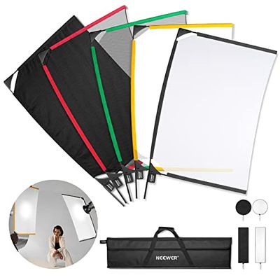 NEEWER SF6090F Kit de Drapeau Pliable 5 en 1 pour Photographie, réflecteur, modificateur de lumière, pour Effets Doux, diffusés et Lumineux, Sac de Transport Inclus