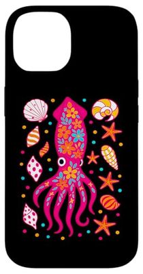 Floral Squid Sea Shells Starfish Ocean Case for iPhone 14