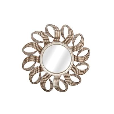 Romimex Silver Resin Wall Mirror 32 x 32 x 3 cm Round