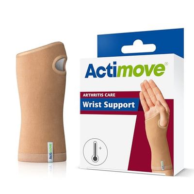 Actimove® ARTHRITIS CARE Wrist Support - Light Compression Support and Therapeutic Warmth For Wrist Arthritis - Heat-Retaining Ceramic Fibre Yarns - Beige, Medium