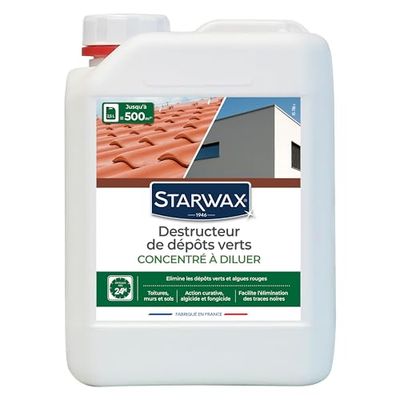 STARWAX Destructeur de Dépôts Verts Concentré - 2,5L - Idéal pour Détruire Dépôts Verts, Lichens et Algues - Action Curative - Efficace dès 24h - Sans Javel