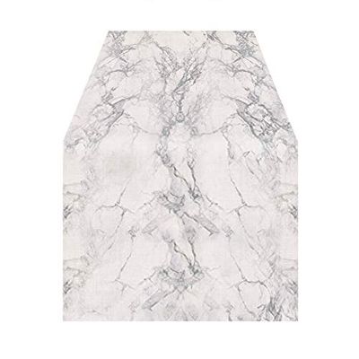 SARO LIFESTYLE 1124.GY1672B Marmo Design Marble Print Cotton Table Runner, 100%, Gray