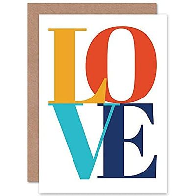 Wee Blue Coo Typography Love Letters Stylish Sealed Greeting Card Plus Envelope Blank inside Tipografa Amor