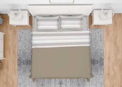BIANCHERIAWEB Parure de lit en 100% Coton fabriquée en Italie, Motif rayé rayé Fin