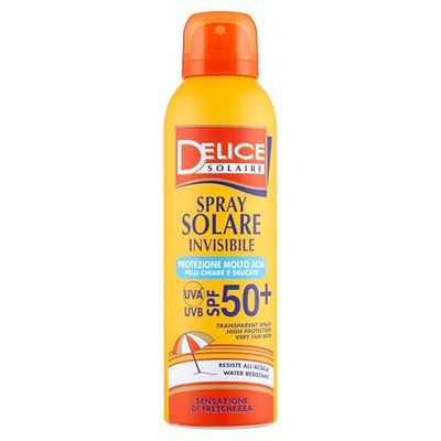 Delice Solaire | Niewidoczny spray przeciwsłoneczny przezroczysty SPF50+ 150 ml, bardzo wysoka ochrona dla chronionej skóry