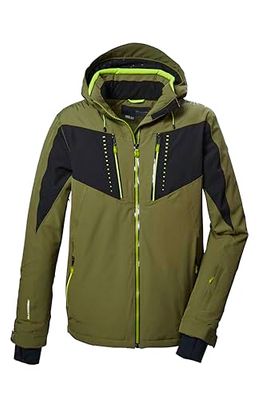 killtec Uomo Giacca da sci/giacca funzionale con cappuccio con zip, paraneve e ventilazione sotto le ascelle KSW 413 MN SKI JCKT, moos, XXL, 41983-000