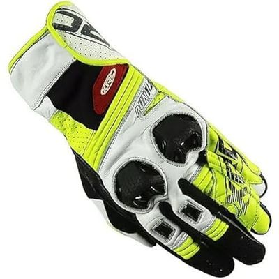 XRC Run 1/2 Men's Leather Motorcycle Gloves White/Neon XL