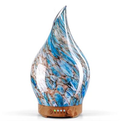 Porseme Aroma Diffuser glas, handgeblazen glazen diffuser luchtbevochtiger ultrasoon stil 7 kleurwisselende leds kamerbevochtiger BPA-vrij voor woning, yoga, spa, met timer, kerstcadeau voor vrouwen