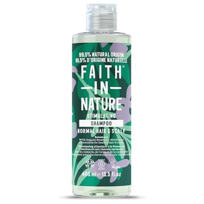 Faith In Nature, Shampooing Naturel au Romarin Faith In Nature, Rééquilibrant, Vegan & Cruelty Free, Sans Parabènes & SLES, Pour Cheveux Normaux à Gras, 400ml