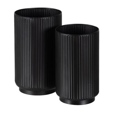 BigBuy Garden Set di fioriere nero ferro 16,5 x 16,5 x 28 cm (2 pezzi)