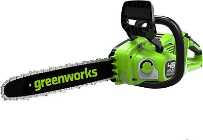 Greenworks GD24X2CS36 Akumulatorowa pilarka łańcuchowa z silnikiem bezszczotkowym, długość ostrza 35 cm, szybkość 20 m na s, 3,7kg, olejarka, ochrona przed odrzutem bez dwóch baterii 24 V i ładowarki
