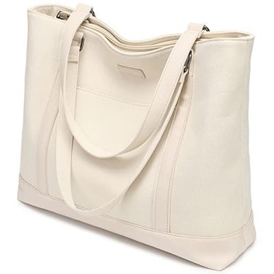 Barsine Bolsa de mano para laptop de trabajo para mujer (paquete de 1), blanco, L, Contemporáneo
