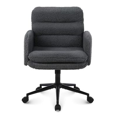 Youhauchair Bureaustoel, Imitatie Kasjmier Office Chair, Comfortabele Make-up Stoel met Verstelbare Hoogte, Ergonomic Chair Bureaustoelen voor Thuis en Slaapkamer, Donkergrijs