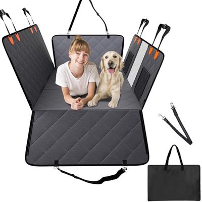 VEVOR Funda de Asiento Trasero para Perro Impermeable 600D Hamaca para Asiento de Coche 142 x 77 cm Protector de Asiento con Ventana de Malla y Bolsa de Almacenamiento para Coche, SUV