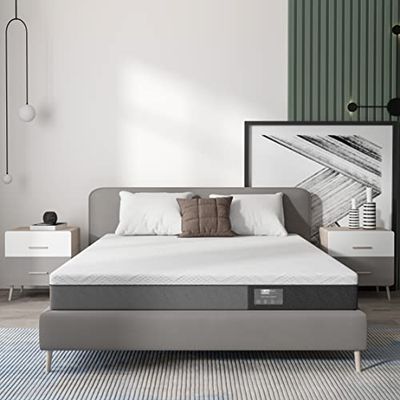 BedStory Materac z pianki żelowej 140 x 190 cm, ergonomiczny materac 7-strefowy ze zdejmowaną i zmywalną osłoną, hipoalergiczny, optymalne wsparcie, wygodny, grubość 16 cm