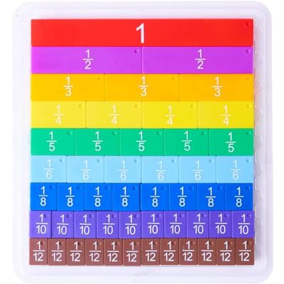 DOHE Educa-Juego Didáctico para Aprender 9 Tiras de Colores con Fracciones, Multicolor, 26x24x1 cm (01026)
