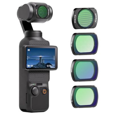 Neewer Set di filtri per effetto magnetico compatibile con DJI OSMO Pocket 3 Creator Combo Accessori, confezione da 4 filtri 8X Star/Blue Streak anamorfico/riduzione dell'inquinamento luminoso/Black