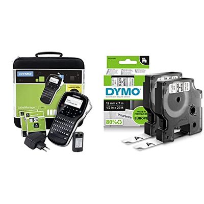DYMO LabelManager 280 Kit Etichettatrice Portatile Ricaricabile Tastiera QWERTY con Custodia & D1 etichette, stampa nero su bianco, 12x7 mm, etichette autoadesive per stampanti LabelManager