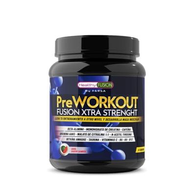 Healthy Fusion potente pre-entreno puro con Beta Alanina, L-Arginina, AAKG, Creatina, Cafeína, Taurina | Mejora el rendimiento físico | Favorece el crecimiento muscular, 300 g sandía