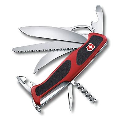 Victorinox, Ranger 57 M Grip, Coltello Svizzero, Originale, Multiuso, Campeggio, 13 Funzioni, Lama, grande, Cavatappi, Bloccabile, Lama a una mano