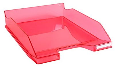 Exacompta - Réf. 113254D - 1 corbeille à courrier COMBO MIDI - dimensions utiles 34 x 25 x 6,5 cm - pour format A4 + - peut contenir 500 feuilles - couleur framboise transparent glossy