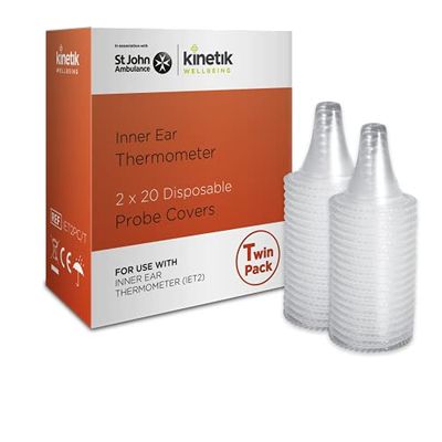 Kinetik Wellbeing Disposable Inner Ear Thermometer Probe Covers - Pack of 40 Caps – Disposable Ear Thermometer Covers - Developed In Association with St John Ambulance