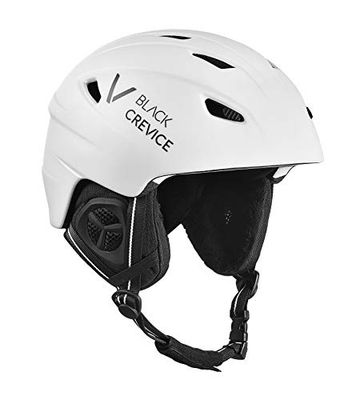 Black Crevice Casque de Ski Strip Adulte Unisexe, Blanc Mat/Noir, S (55-56 cm)