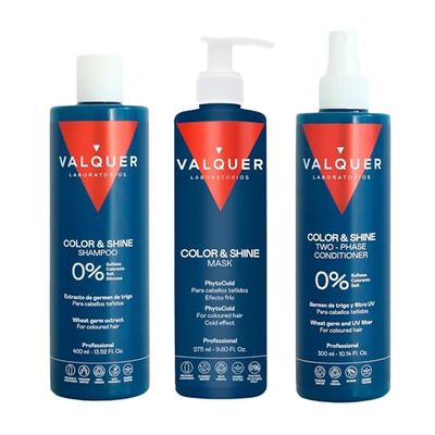 Valquer Hair Enhancer Pack Couleur: Shampooing 400 ml + Masque Effet Glace 175 ml + Après-shampoing biphasique 300 ml. Cheveux teints 1300 G (3 Unités)