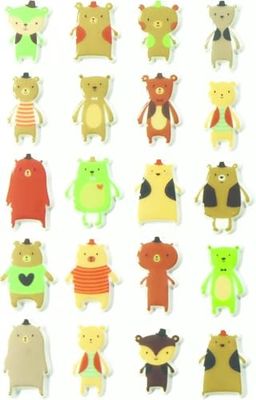 MY MANDARINE CY036O - GOMMETTES 3D Cooky - 1 planche 12x8 cm - 20 stickers - OURS