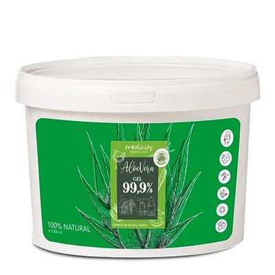 Gel di Aloe Vera Puro al 100% - Idratante per Viso, Corpo e Capelli - Lenitivo per Scottature, Dopobarba e Trattamento Acne- 1000 ml 1 kg