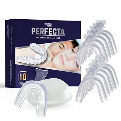 Perfecta Set of 10 Mouth Guard for Teeth Grinding Clenching Moldeable Mouth Protectors for Sleeping Against Bruxism Teeth and ATM Disorders Bpa Free, Case Included CE Approved & Dentist Recommended