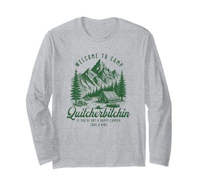 Divertente campeggio Quitcherbitchin Happy Camper Maglia a Manica