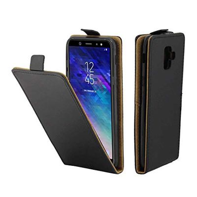 Carcasa de telefono Business Style Vertical Flip TPU Funda de Cuero for Galaxy A6 (2018), con Ranura for Tarjeta (Negro) (Color : Negro)