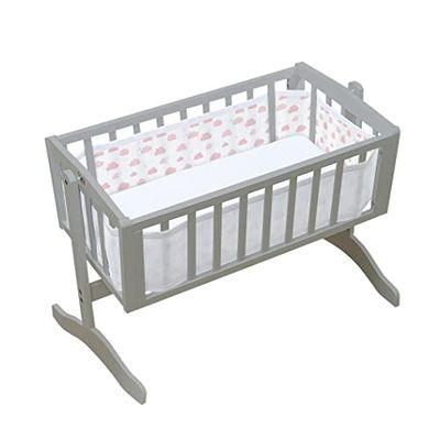 BreathableBaby, Doublure classique en maille respirante de 3 mm pour berceaux et berceaux, nuages roses, couvre 4 côtés, alternative non rembourrée à une couche, sécurité testée
