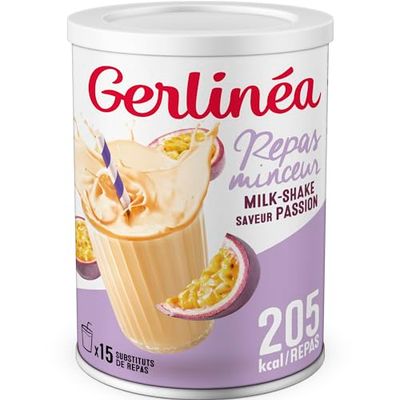 Gerlinéa Boisson Milkshake goût Fruit de la Passion - Substitut de repas riche en protéines - Poudre à reconstituer - contient 15 repas - 222256