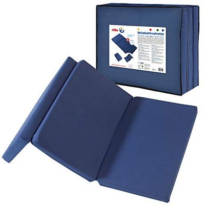 roba Colchón de Viaje para Bebé Plegable - 60 x 120 cm Azul Oscuro + Bolsa de Transporte - Funda Desmontable - Espuma Firme y Confortable