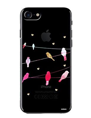 Evetane fodral kompatibel med iPhone 7/8/iPhone SE 2020 transparent styv solid fåglar marmor skrift trendigt mönster