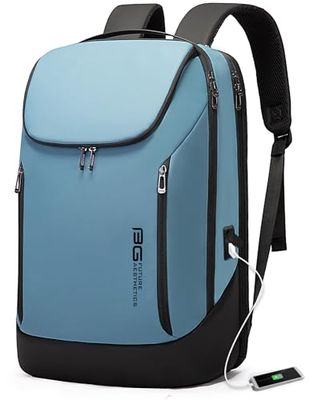 BANGE Sac à dos professionnel intelligent étanche pour ordinateur portable de 15,6 pouces avec port de charge USB, sac à dos de voyage durable, bleu ciel, Large, Tendance
