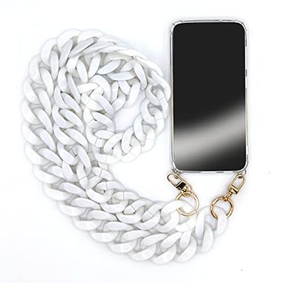Cokitec Cover Trasparente per Xiaomi Mi 11i 5G con Cordino/Tracolla Telefono Anelli Bianco