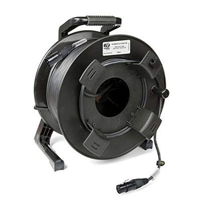 Emelec VíasCom R-DMX3-2110N/100 – 100m Cable Balanceado Digital DMX 110Ω OFC 2x0,22mm² montado en Portacables con XLR 3 Pines – Color Negro – PVC Muy Flexible