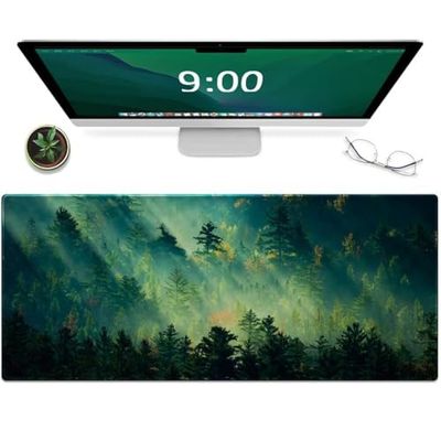 Galdas Tapis de Souris, Grand Tapis de Bureau pour Clavier de Jeu, Bords Cousus durables, Lavable, Surface Lisse, contrôle et précision, Tapis de Souris d'ordinateur étendu (80 x 30 cm) - Vert forêt