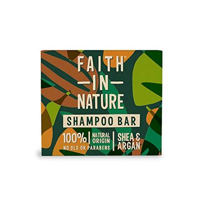 Faith In Nature Natural Shea and Argan Shampoo Bar, Nourishing, Vegan and Cruelty Free, No SLS or Parabens, For Dry to Very Dry Hair, 85 g