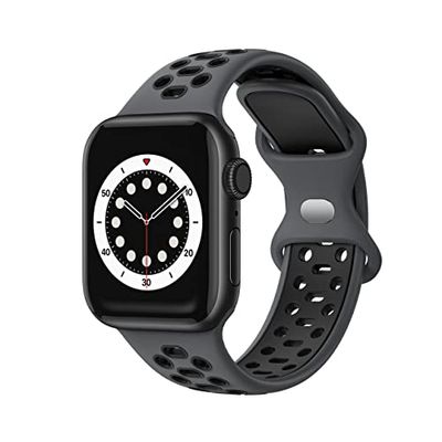 Compatibel met Apple Watch armband 44 mm, 42 mm, 45 mm, reservearmband compatibel met iWatch serie 7 (45 mm) SE serie 6/5/4 (44 mm), serie 3/2/1 (42 mm) – zwart, Eén maat