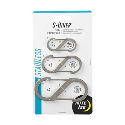 Nite Ize SB234-03-11 S-Biner, dubbele karabijnhaak, roestvrij, 3 stuks
