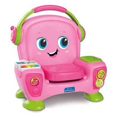 Clementoni Canta Suona E Balla Pink – Sillón Infantil Interactivo y multiactividad, Educativo parlante en Italiano, Juguete 1 año – Fabricado en Italia, Multicolor (17755)