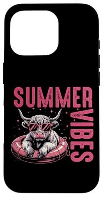 Summer Vibes Cool Cow Lunettes de soleil piscine Coque pour iPhone 16 Pro